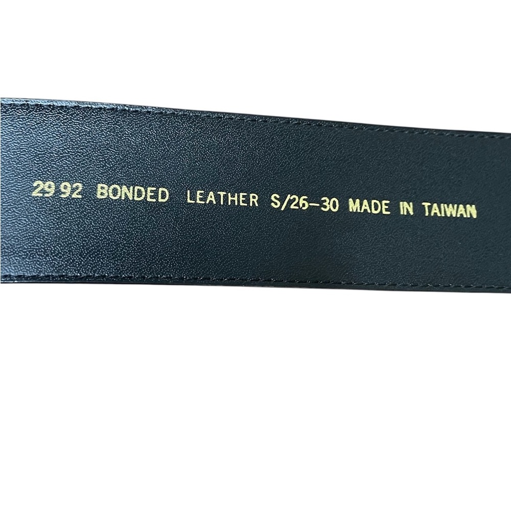 Classic Black Leather Belt with Gold Buckle vintage Y2K Small - Picture 2 of 7